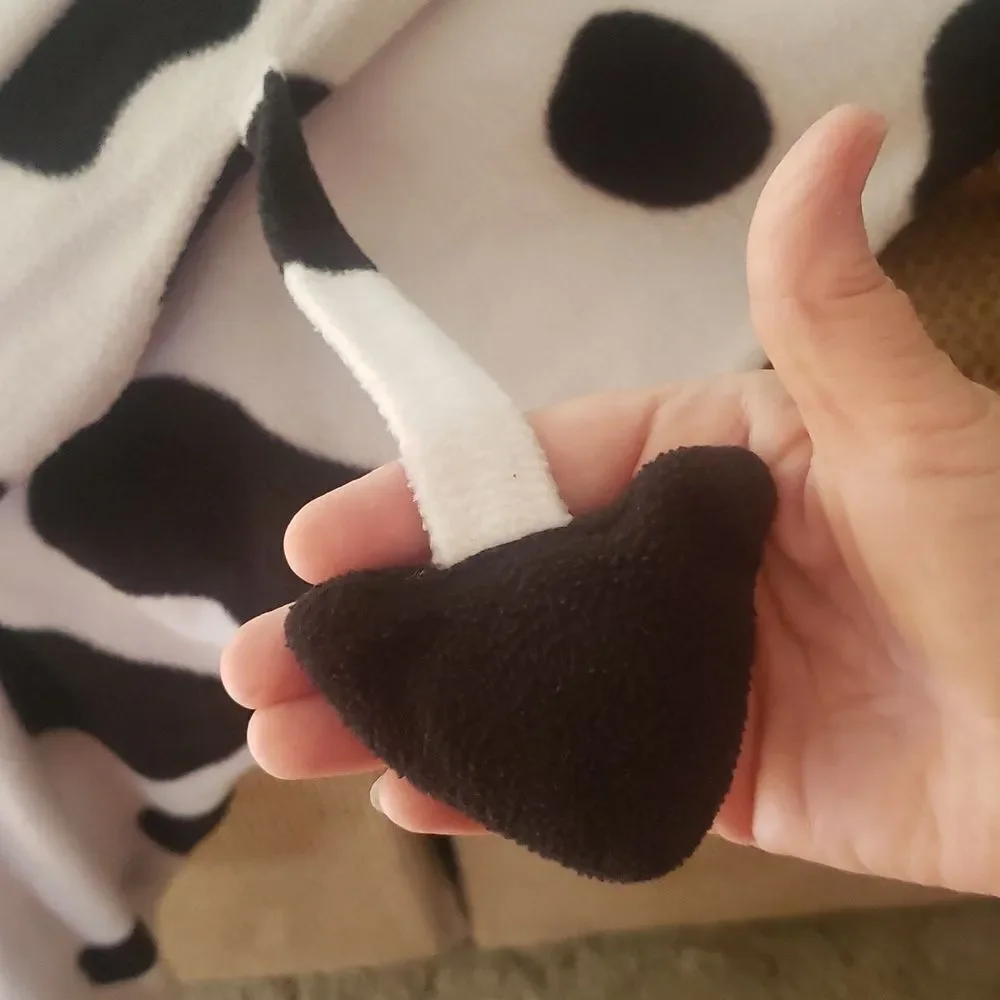 Cute One Piece Cow Halloween Costume Lightweight Fleece Sz 12/14